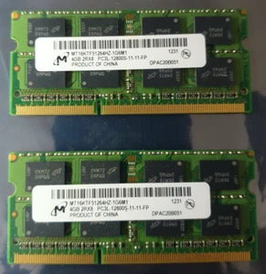 Micron 8GB 2X4GB DDR3 2RX8 1600MHz PC3L-12800S 204pin Laptop Memory RAM - Picture 1 of 1