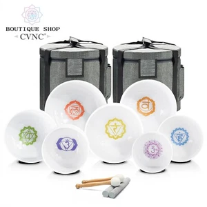 CVNC 432Hz Set  Chakra 6-12" 7pcs Crystal Singing Bowl Sound Healing Bath Yoga - Picture 1 of 7