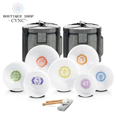 CVNC 432Hz Set  Chakra 6-12" 7pcs Crystal Singing Bowl Sound Healing Bath Reiki - Image 1 of 4