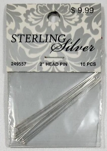10 PCS Sterling Silver 2" Head Pin Jewelry Replacements/Crafts/Repair - Picture 1 of 3