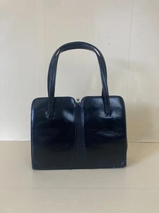 Bolso de Mano de Cuero Vintage Años 50 60 Negro WIDEGATE LONDON Mod Retro Forma Cuadrada - Imagen 1 de 12