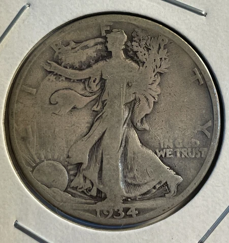 1934-S  Walking Liberty Half Dollar - 90% Silver - Free Shipping - P4-18 Cover