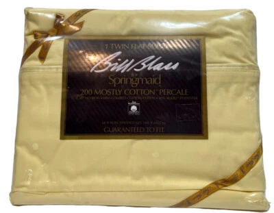 NOS Springmaid Bill Blass Twin Percale Flat Sheet Solid Yellow Cotton/Poly Blend - Image 1 of 3