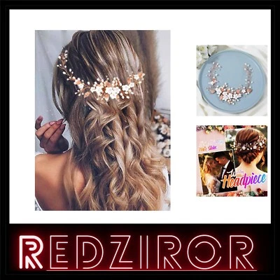 Haar-Rebe Hochzeit Blume Perle Stirnband Braut Damen Mädchen Roségold - Bild 1 von 2
