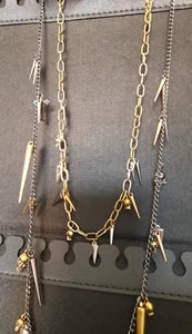 Skulls, Spikes & Crosses Double Layered Necklace - Picture 1 of 7