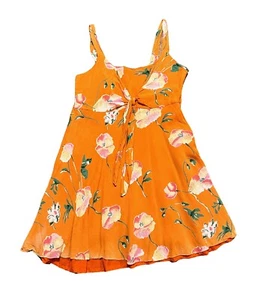 Vintage Dresses | 1990s Vintage Orange Floral Mini Dress Size 14 Summer Dress - Picture 1 of 5
