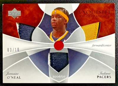 JERMAINE O'NEAL 2006-07 UD Exquisite Collection Triple Patches Game-Used 03/10 - Image 1 of 2