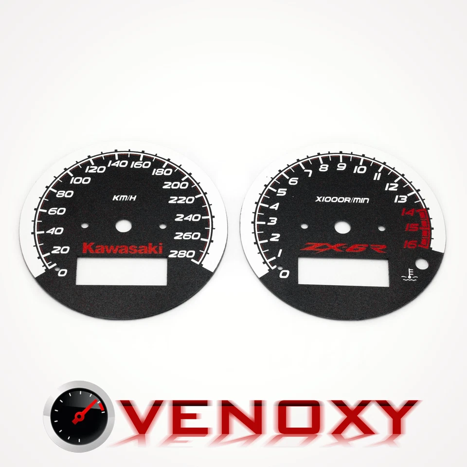 Kawasaki ZX6R Ninja 600 1998-1999 KM/H mercado de accesorios negro calibre caras Foto 1 de 1