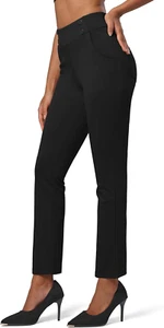 Women'S Yoga Dress Pants Stretch Business Work Casual Pants High Waisted Cropped - Picture 1 of 12