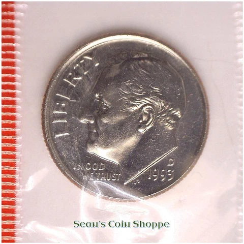 1993 D Roosevelt Dime 10C Unc BU from Mint Set in Wrap Denver Free Shipping! Cover