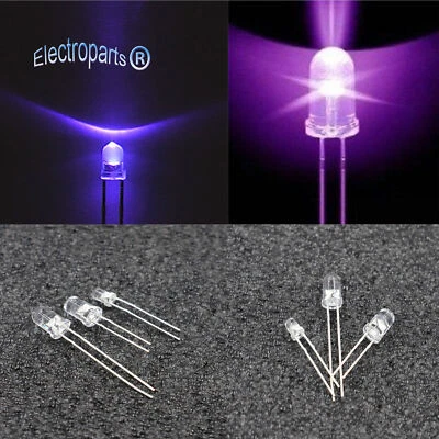 LED Emissionsdiode 3/5mm rund UV lila 365-400nm superhell KLAR USA - Bild 1 von 4