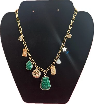 Collar Chocker Piedra Mixta Nakamol Dije, Malaquita, Dorado y Verde Ajustable Foto 1 de 4