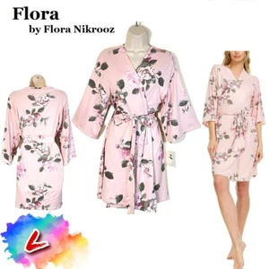 NWT Flora by Flora Nikrooz L Emily Wrap Robe Pink Floral Q81215 $78 - Picture 1 of 10