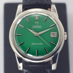 OMEGA SEAMASTER AUTOMATIC 24 JEWEL CAL.565 DATE REF.166009 GREEN DIAL MENS WATCH - Picture 1 of 13