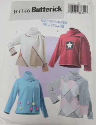 Butterick B4346 Misses Pullover Fleece Tops & scarf Sewing Pattern  Sizes Lrg-Xl - Image 1 of 3
