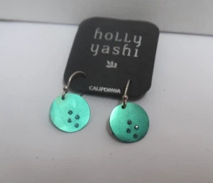 New Holly Yashi Teal Round Niobium Drop Earring w/Crystals & Sterling Earwires - Picture 1 of 6