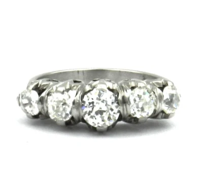 Antiker 1.5 ct Diamant Ring mit 5 Brillanten in Platin um 1910 Verlobungsring - Bild 1 von 4