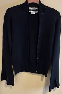 Maglione vintage a costine Wayne Rogers seta nera con rete taglia L - Foto 1 di 6