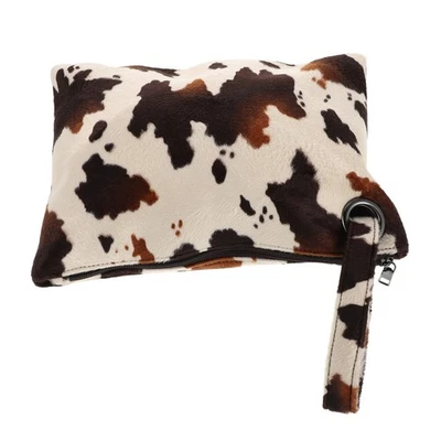  Women Cow Print Clutch Brown Cow Design Purse Handheld Small Zip Pouch Unique - Image 1 of 4