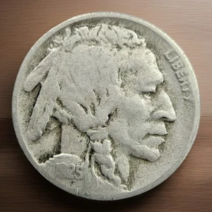 1925-D 5c Buffalo Nickel Very Fine VF Coin Denver Mint Coin Rare Indian Head USA - Bild 1 von 2