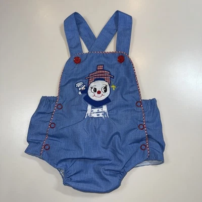 De colección Años 80 Bebé Niño Talla 3-6 Meses Trenes Babero Mameluco Plástico Forrado Pantalones Guinga Foto 1 de 4