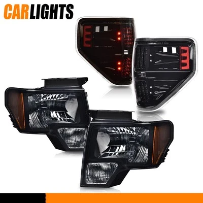Pair Smoke Lens Headlights+LED Tail Brake Lamps Fit For 2009-2014 Ford F150 Foto 1 de 4