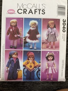 Doll Clothing Sewing Pattern McCall’s Crafts 3040 For 18” Dolls “New” Cut - Picture 1 of 1