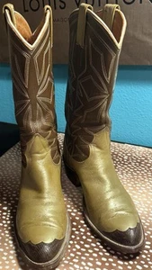 Nocona Women 7B Metallic Brown Leather Two Tone Wing Tip Point Toe, Pre-loved - Picture 1 of 10