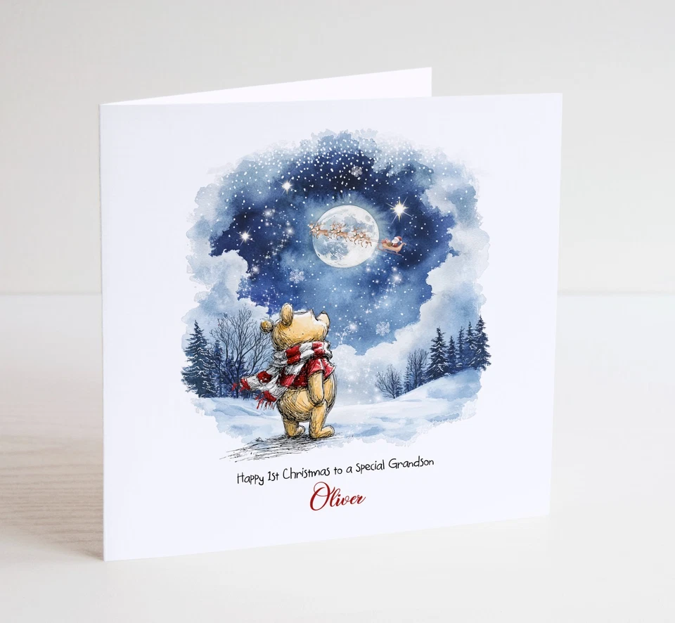 Winnie the pooh Babies 1st Christmas Card - Image 1 of 1