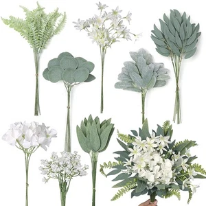 Artificial Greenery Stems Box Set(Pack of 85pcs) with 8 Kinds of Faux Plants ... - Picture 1 of 9