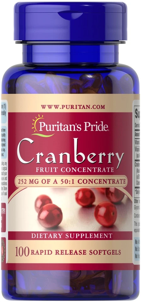 Concentrado de fruta de arándano triple fuerza Puritans Pride 12.600 mg-100 cápsulas blandas Foto 1 de 1