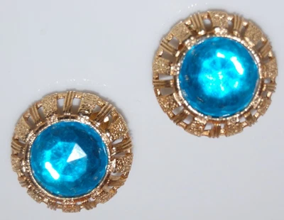 ELEGANTE DE COLECCIÓN MCM ALTA COSTURA VERDE ACRÍLICO CRISTAL DORADO FAROS CLIP EN PENDIENTES Foto 1 de 4