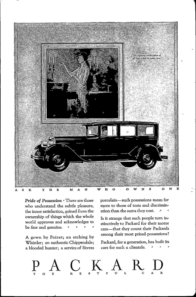 Coche efímero Packard 1926 automóvil anuncio impreso vintage transporte Foto 1 de 1