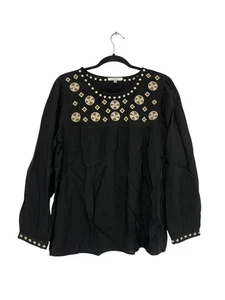 Blusa para mujer Solitaire By Ravikhosla negra bordada manga larga talla mediana - Imagen 1 de 8