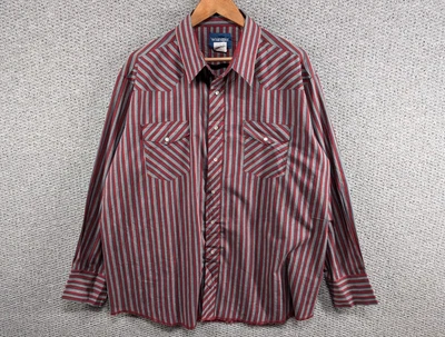WRANGLER Western Men's Striped Cowboy Rancher Pearl Snap Button Shirt Big 2X - Image 1 of 4