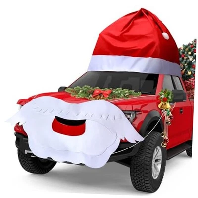  Sombrero y linda barba de Papá Noel grande decoración coche de Navidad 2 piezas 16,40 pies  Foto 1 de 4