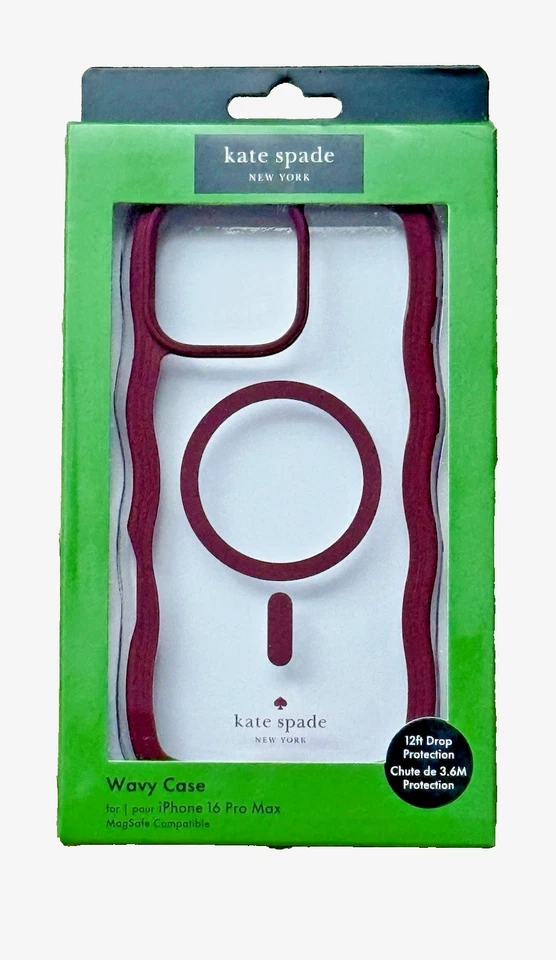 Funda KATE SPADE Magsafe para iPHONE 16 Pro Max ondulada granate/roja/bordo transparente nueva Foto 1 de 3