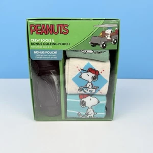 Peanuts Snoopy Golf Socks 3 Pairs + Mini Golf Bag Clip-On for Golf Balls & Tees - Picture 1 of 7