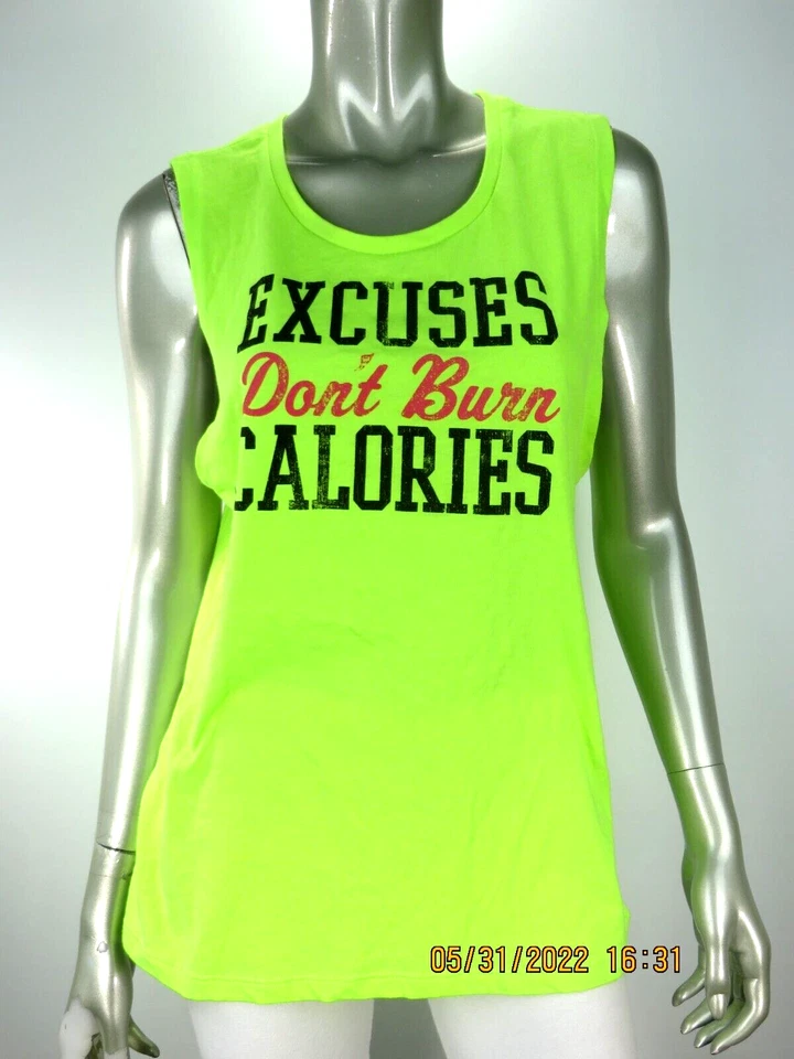 ROPA CHIN-UP TALLA XL Algodón/Poliéster Neón Verde Lima Camisa Activa Blusa Camiseta sin Mangas Foto 1 de 4