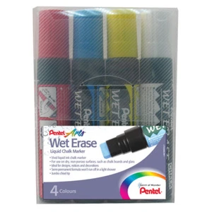 Pentel, Marcatore Gesso Liquido Cancellazione Bagnato Jumbo Assortito (x4 Marcatori per Set)) - Foto 1 di 1