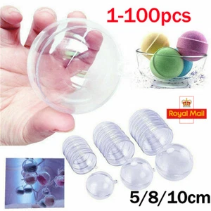 100X Clear Fillable Baubles Plastic Wedding Favours Balls Christmas Decor Round - Picture 1 of 12