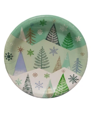 Winter Wonderland Paper 8 Ct 9" Luncheon Plates Christmas Trees - Image 1 of 2