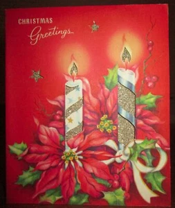 Vintage 1940er Wallace braun "Weihnachtsgrüße" Weihnachtsstern Glitzer Stanzkarte - Bild 1 von 5