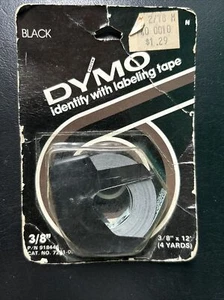 Vintage 1974 NOS Dymo Labeling Tape Black 3/8" 4 Yards 918446 NEW OLD STOCK NOS - Picture 1 of 4