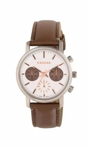 KAHUNA WOMEN'S WHITE DIAL BROWN STRAP CHRONOGRAPH WATCH - KLS0318L - RRP:£60 - Picture 1 of 1