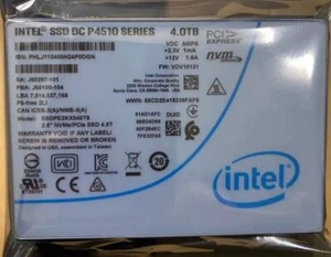 20pcs Intel P4510 Series 4TB SSD 2.5" NVME U.2 SSDPE2KX040T8PH Solid State Drive - Picture 1 of 2