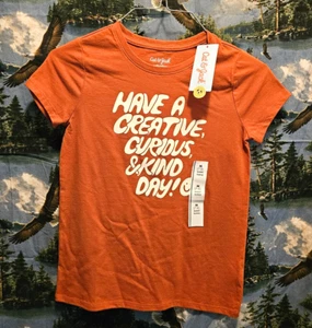 NEW Cat & Jack Girls Brown T-Shirt "Have a creative, curious,& kind day" Sz M7-8 - Picture 1 of 5