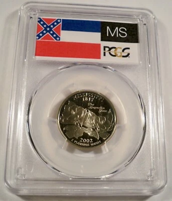2002-S 25c CLAD PCGS PR70DCAM MISSISSIPPI QUARTER PROOF DEEP CAMEO PR 70 DC - Image 1 of 3