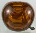 Vintage Pontiled Art Glass Vase Amber Striped Rich Miller 1973 Paperweight