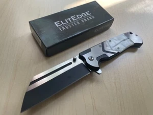 4.75" Closed White Pearl Handle Cleaver Razor Blade Spring Assist Folding Knife - Picture 1 of 8